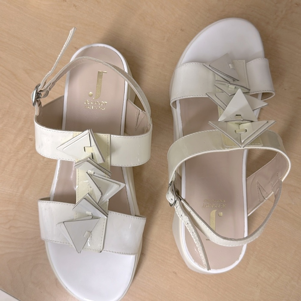 White patent leather sandals